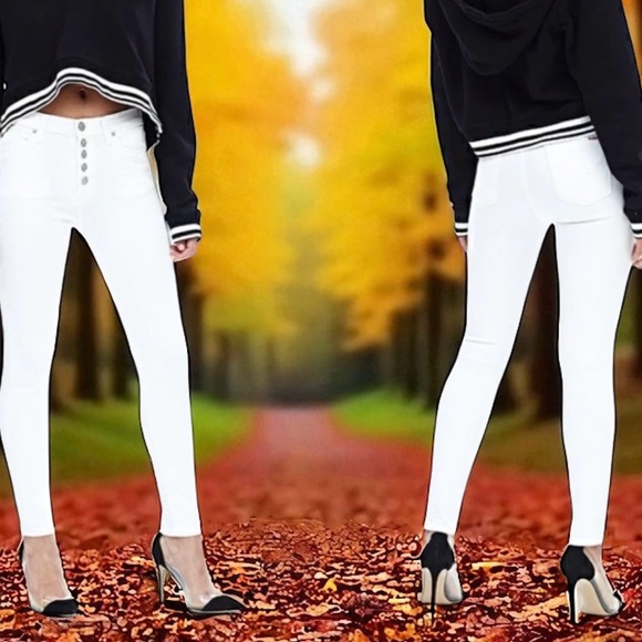 Nwt 28 Hudson Ciara High Rise Ankle Super Skinny white Jeans - Picture 1 of 16